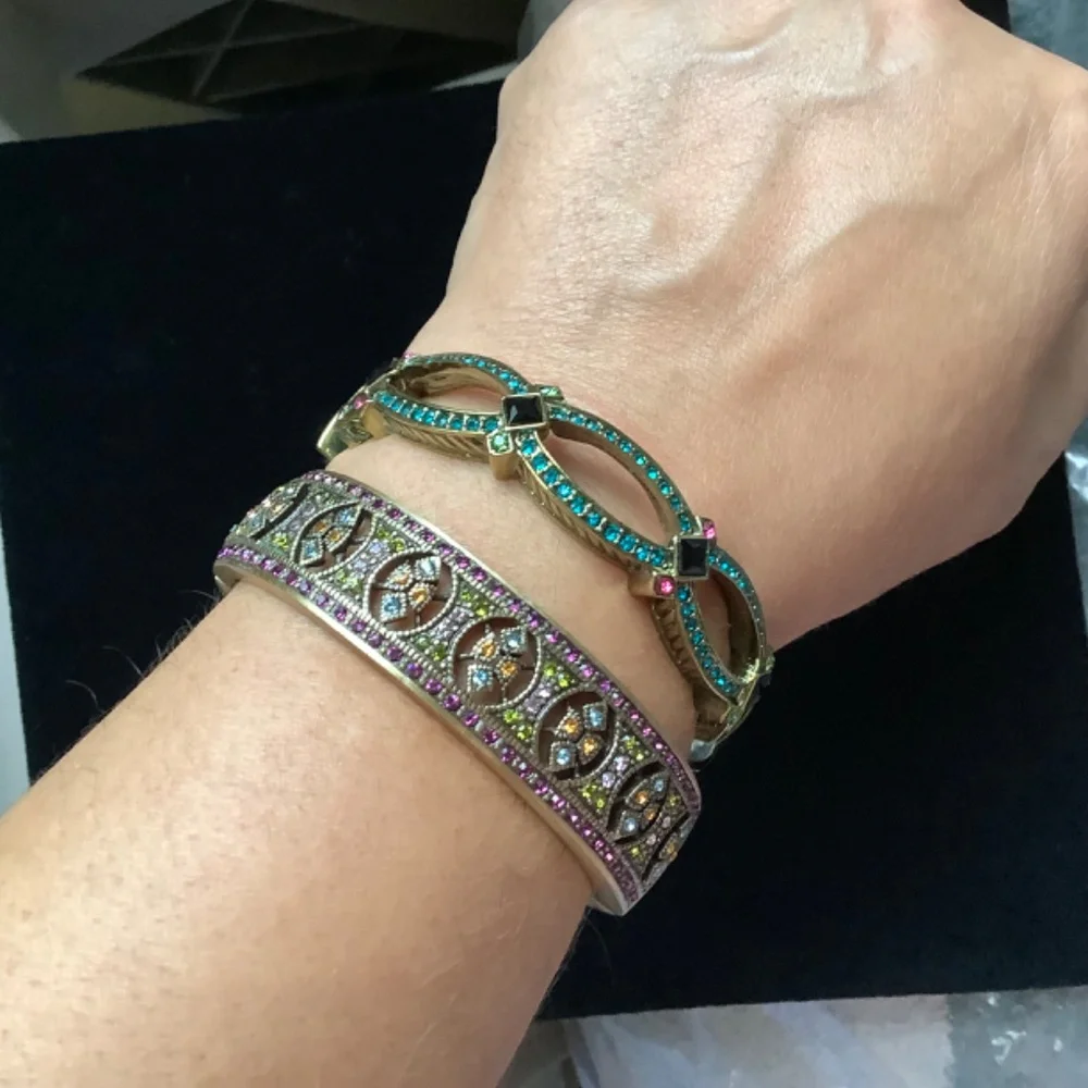 Heidi Daus Mosaic Masterpiece Crystal Bangle Bracelet SZ S/M